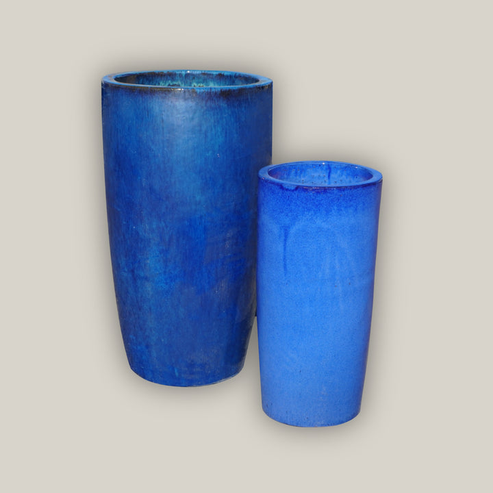 Blue Slim Round Ceramic Planter