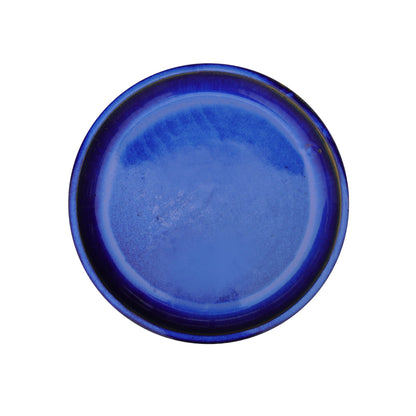 Round Blue Ceramic Plant Saucer