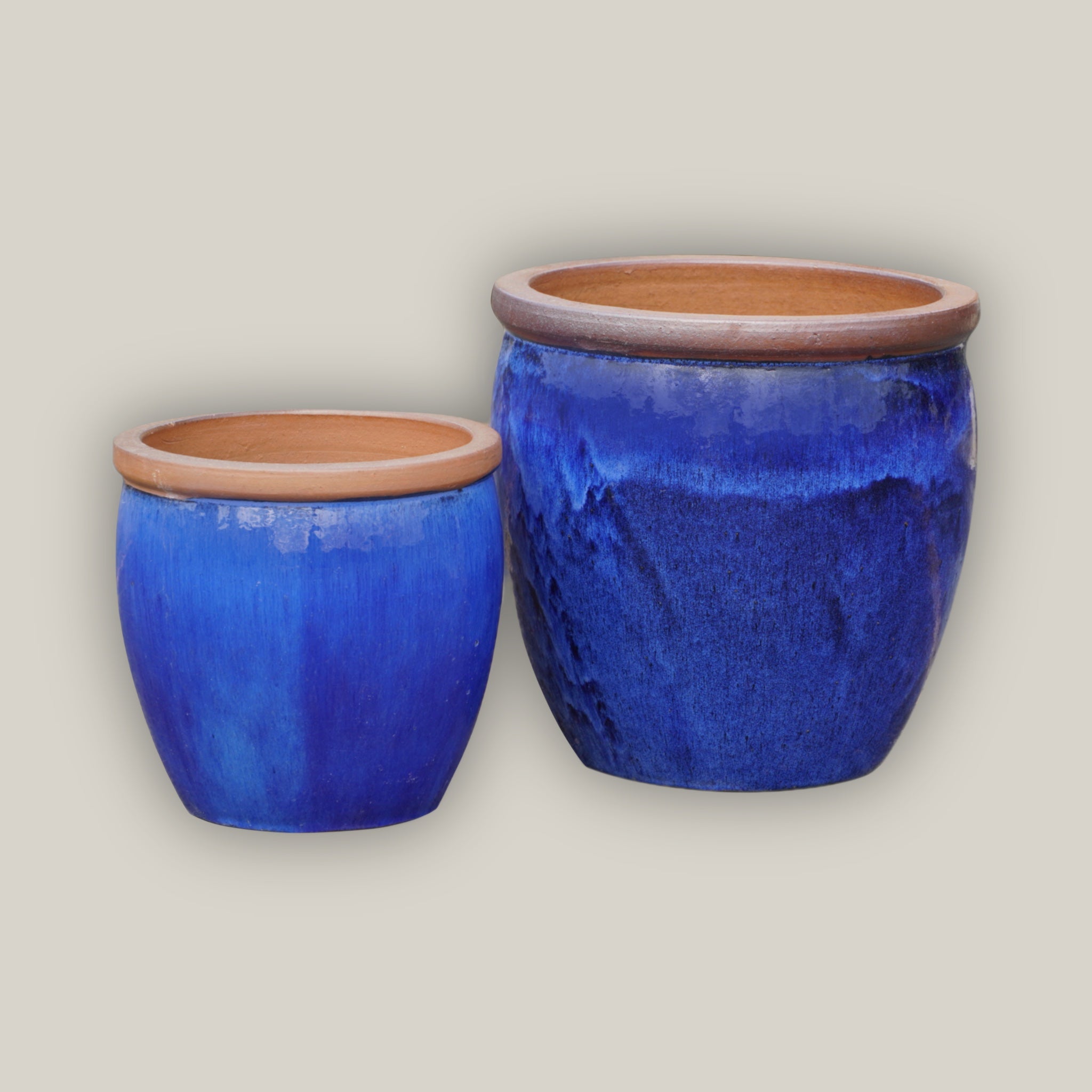 Natural Rim Blue Ceramic Bell Pot | Ten Thousand Pots