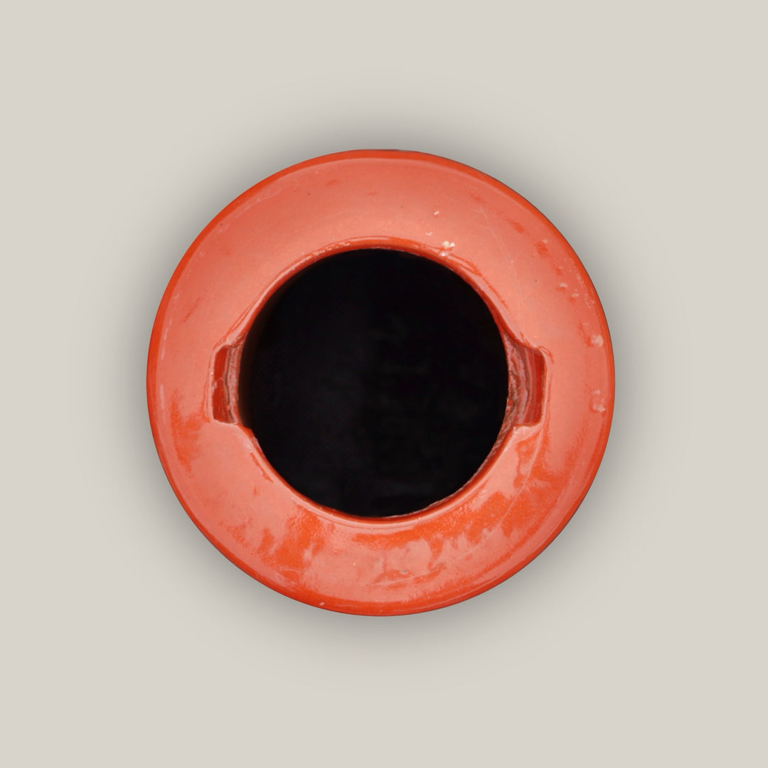 Bright Red Round Ceramic Bird Bath