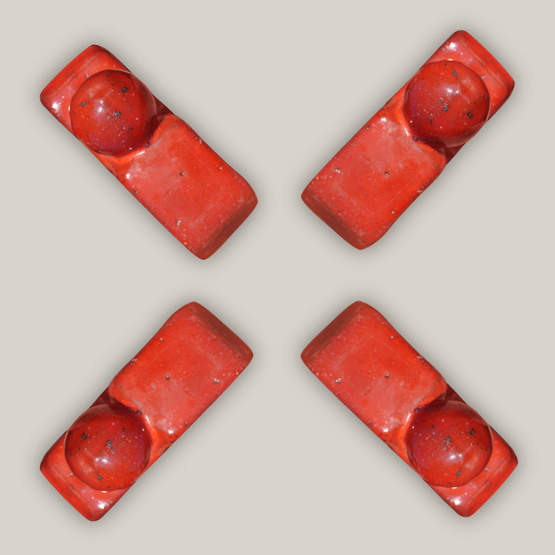 Bright Red Ceramic Bari Pot Feet - Ten Thousand Pots - 4