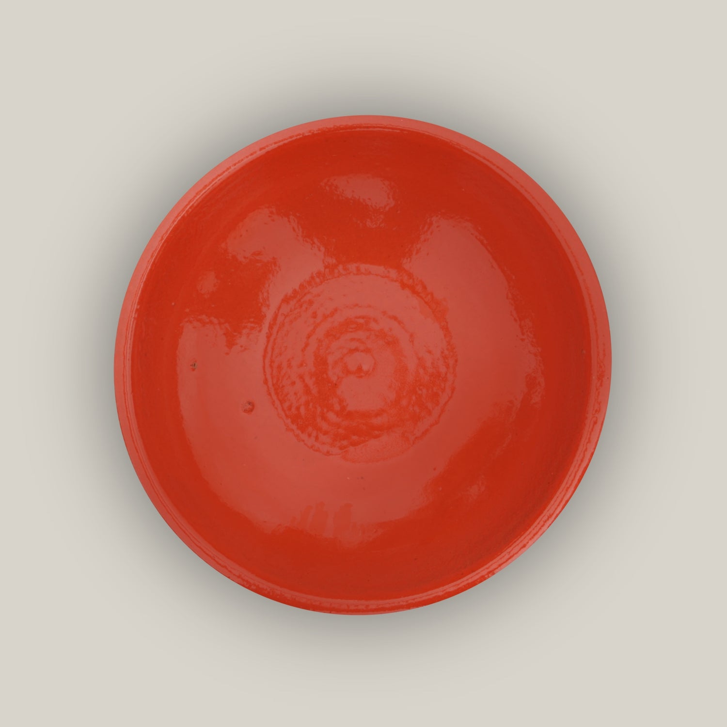 3103L14 - Bright Red Round Ceramic Bird Bath