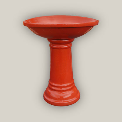 3103L14 - Bright Red Round Ceramic Bird Bath