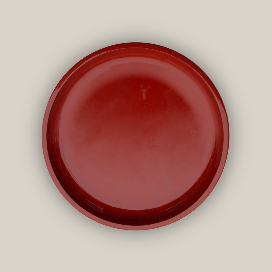 Chili Red Round Ceramic Saucer - Lion - Ten Thousand Pots - top