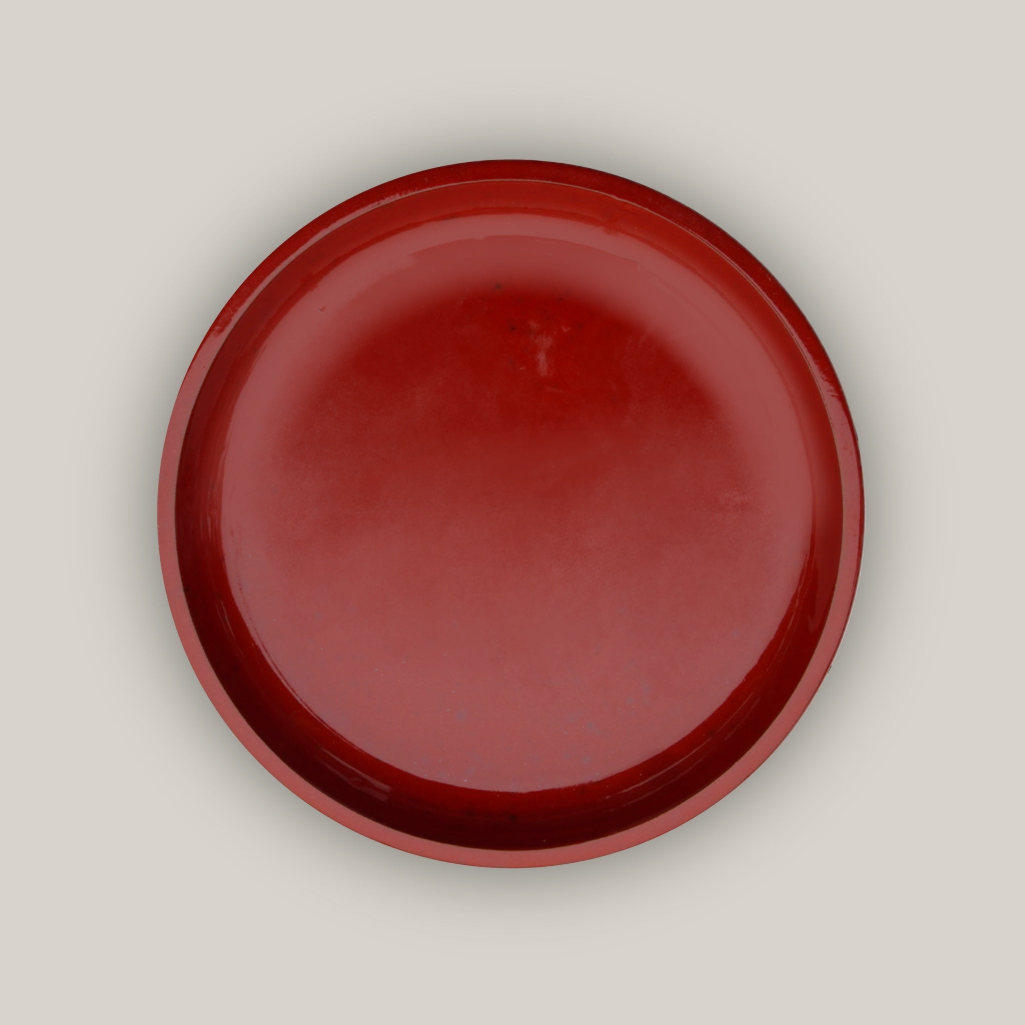 Chili Red Round Ceramic Saucer - Lion - Ten Thousand Pots - top