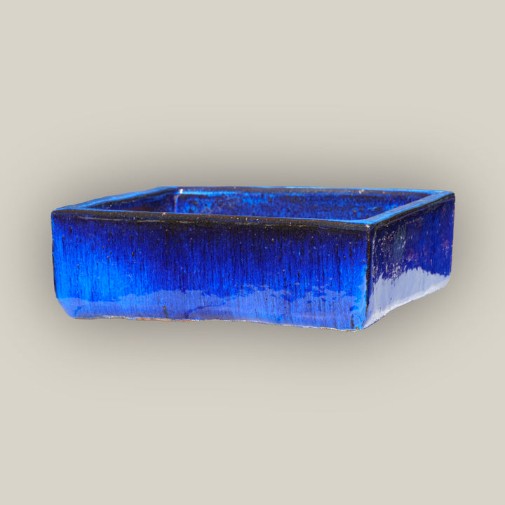 Cobalt Blue Low Square Ceramic Planter