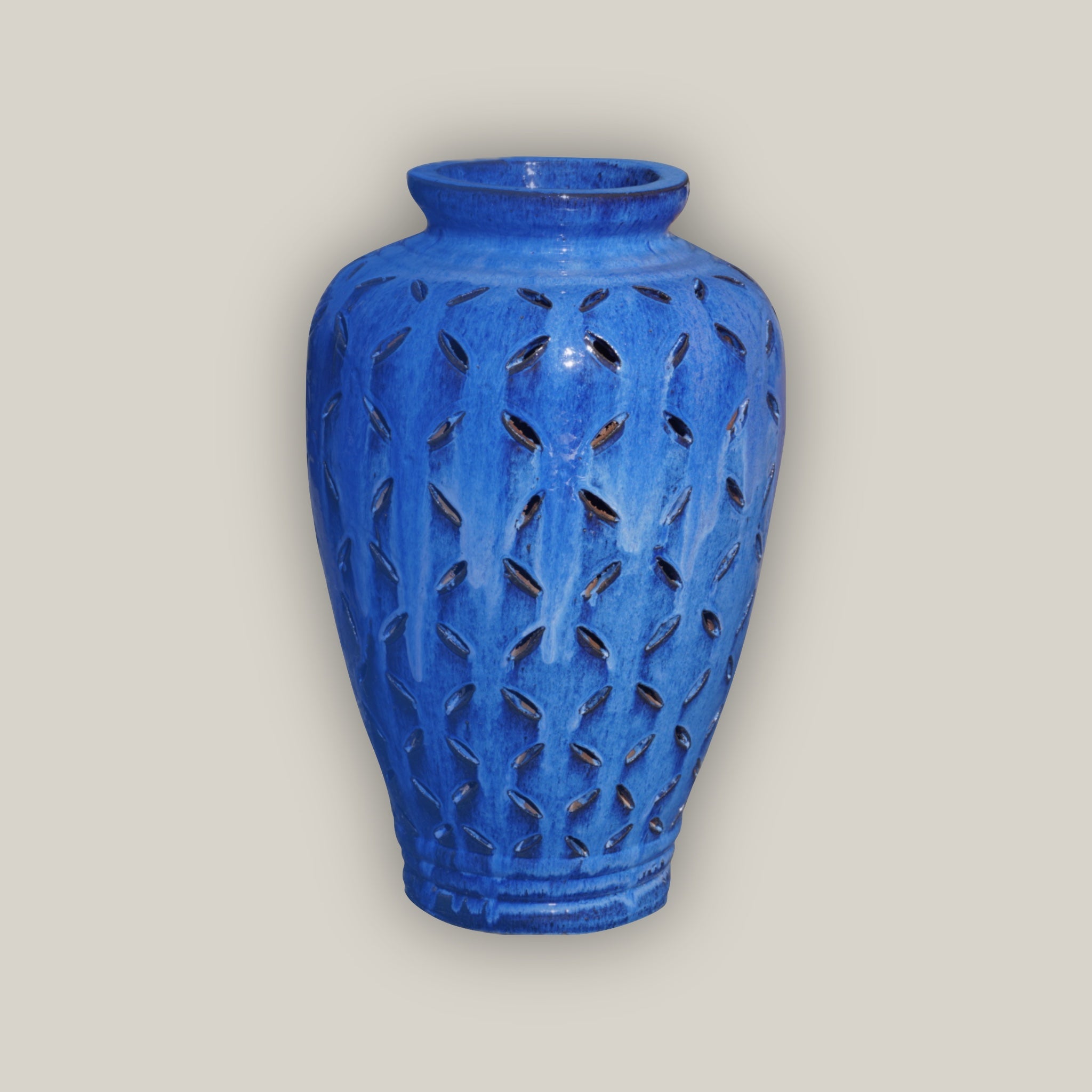 9149C1FS - Cobalt Blue Ceramic Cut Out Jar - FREE SHIPPING