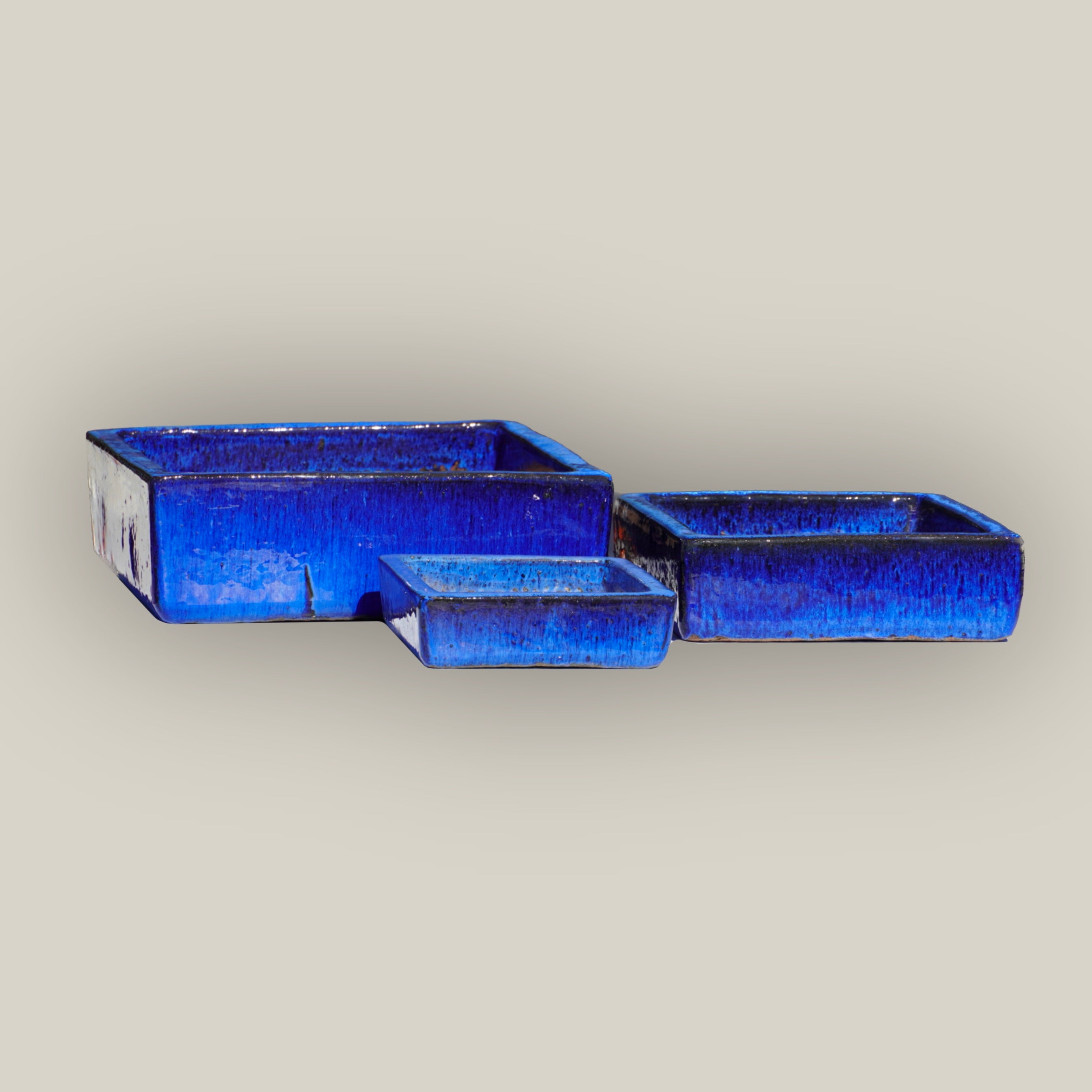 9788C1 - Cobalt Blue Low Square Ceramic Planter