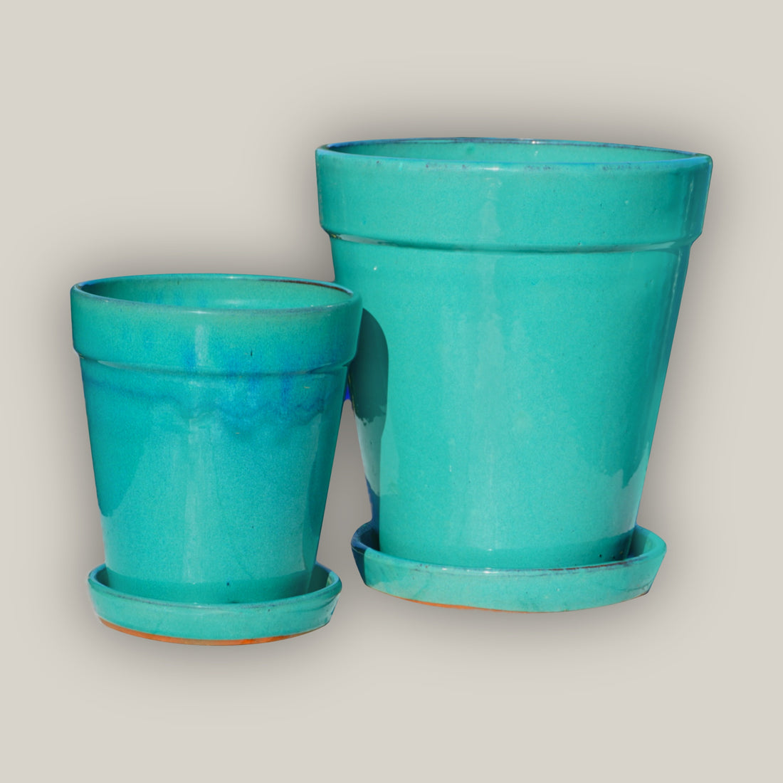 322M1- Copper Chun Round Ceramic Planter with Saucer