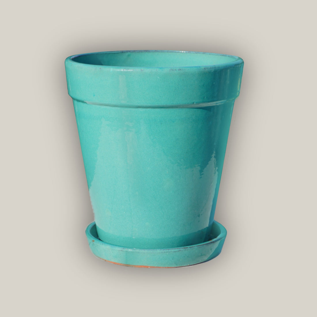 322M1- Copper Chun Round Ceramic Planter with Saucer