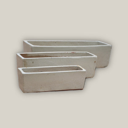 plastic rectangular pots for plants Cream Ceramic Planter
