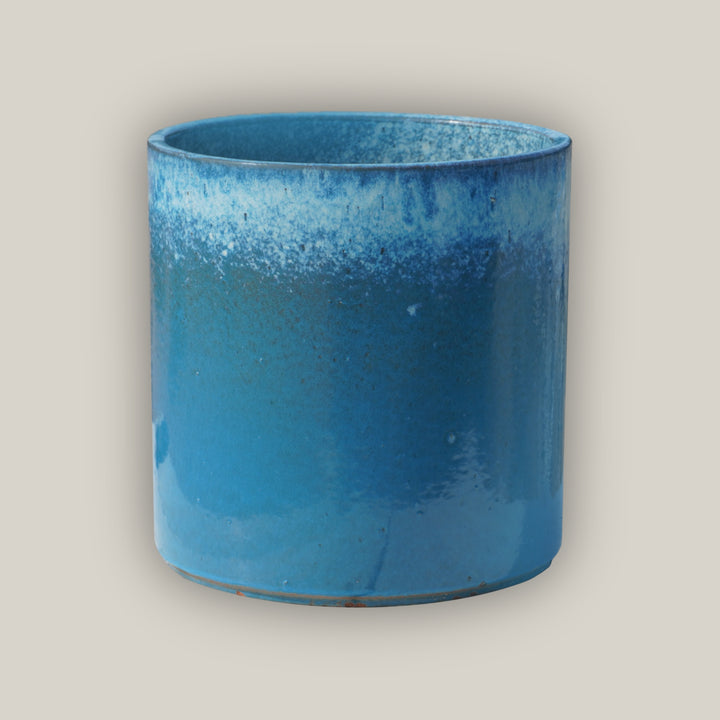 Cream/Sky Blue Short Cylinder Planter