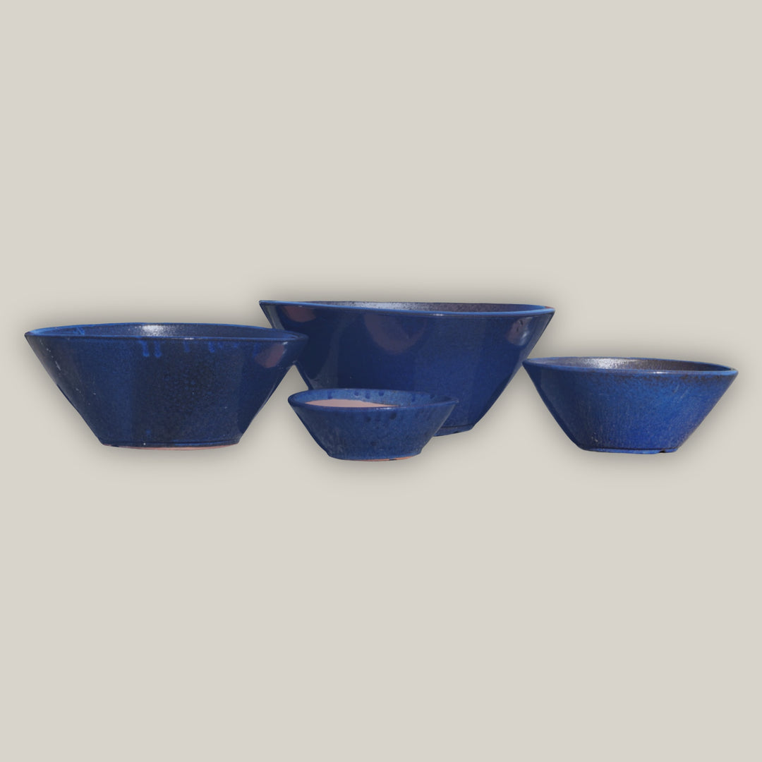 Dark Blue Low Wide Planter-FREE SHIPPING