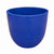 Angled view of a blue tapered round planter, showing its smooth, rounded egg shape, a glossy cobalt-blue finish, and a blue-glazed interior below the rim
