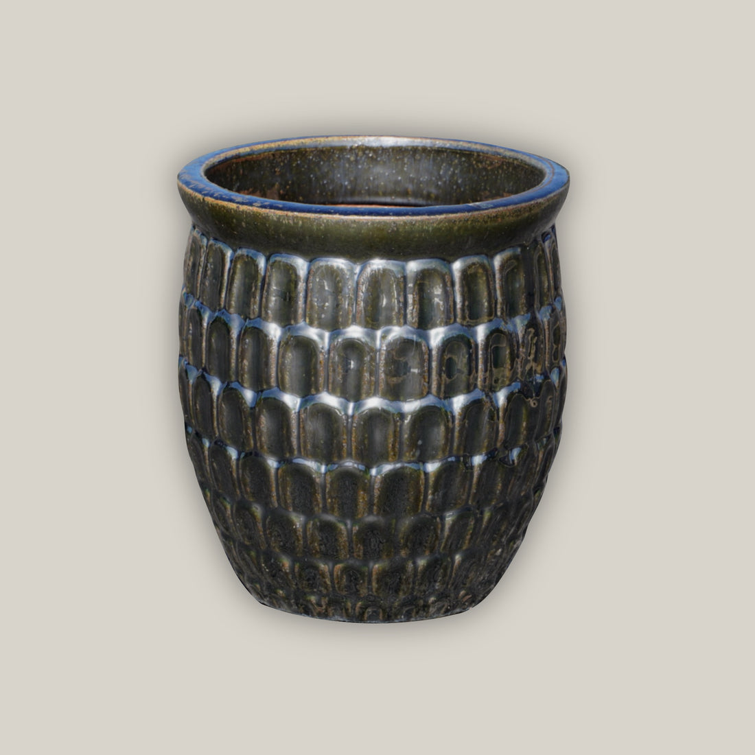 6051H34 - Glossy Black Dragon Scale Pot