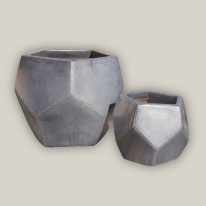 8400N10FS - Grey Modern Geometric Pot - FREE SHIPPING