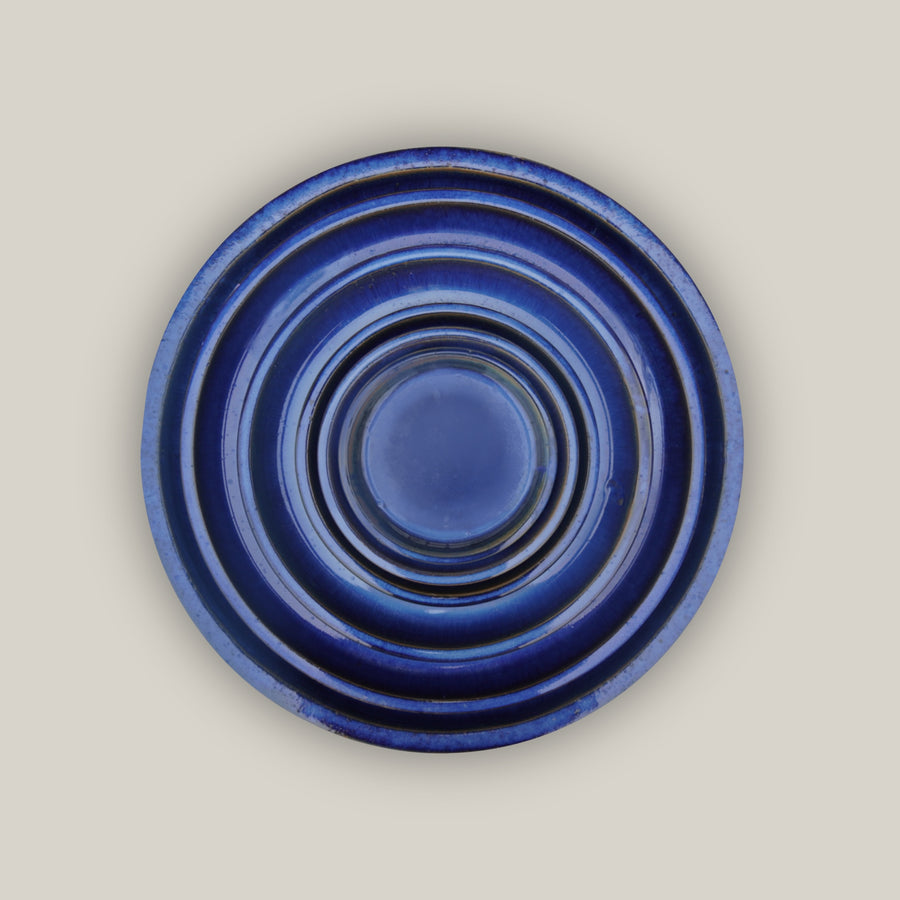 Blue Round Ceramic Saucer - Lion - Ten Thousand Pots