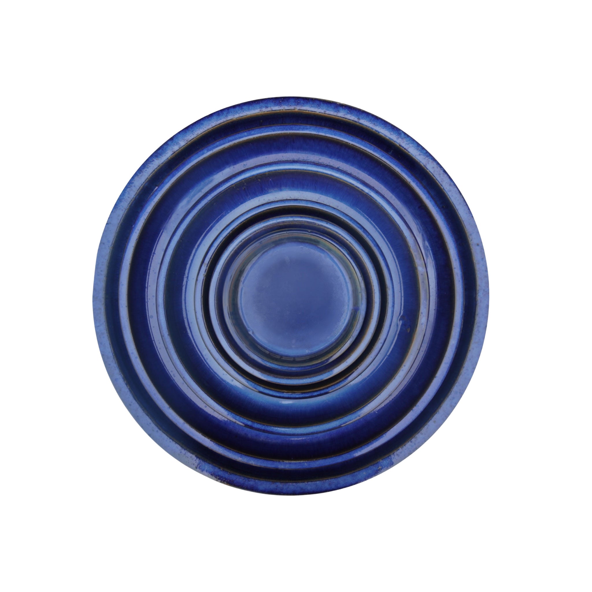 Round Blue Ceramic Plant Saucer