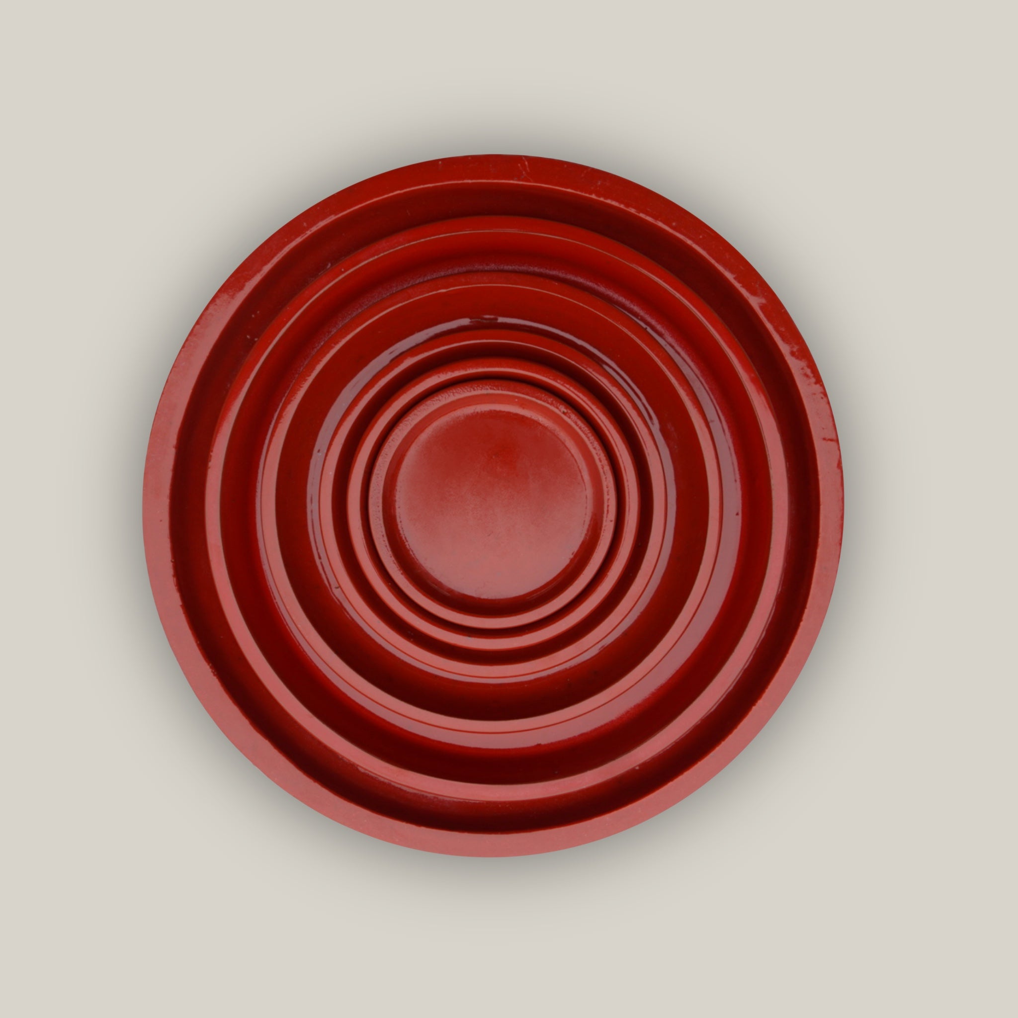 Chili Red Round Ceramic Saucer - Lion - Ten Thousand Pots