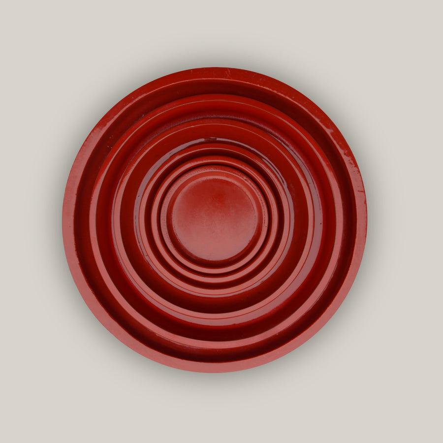 Chili Red Round Ceramic Saucer - Lion - Ten Thousand Pots