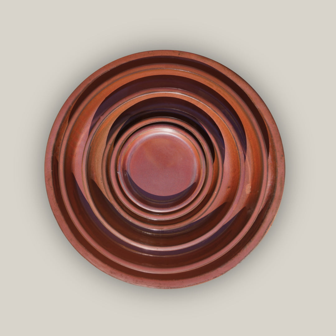 Copper Red Round Ceramic Saucer - Ten Thousand Pots