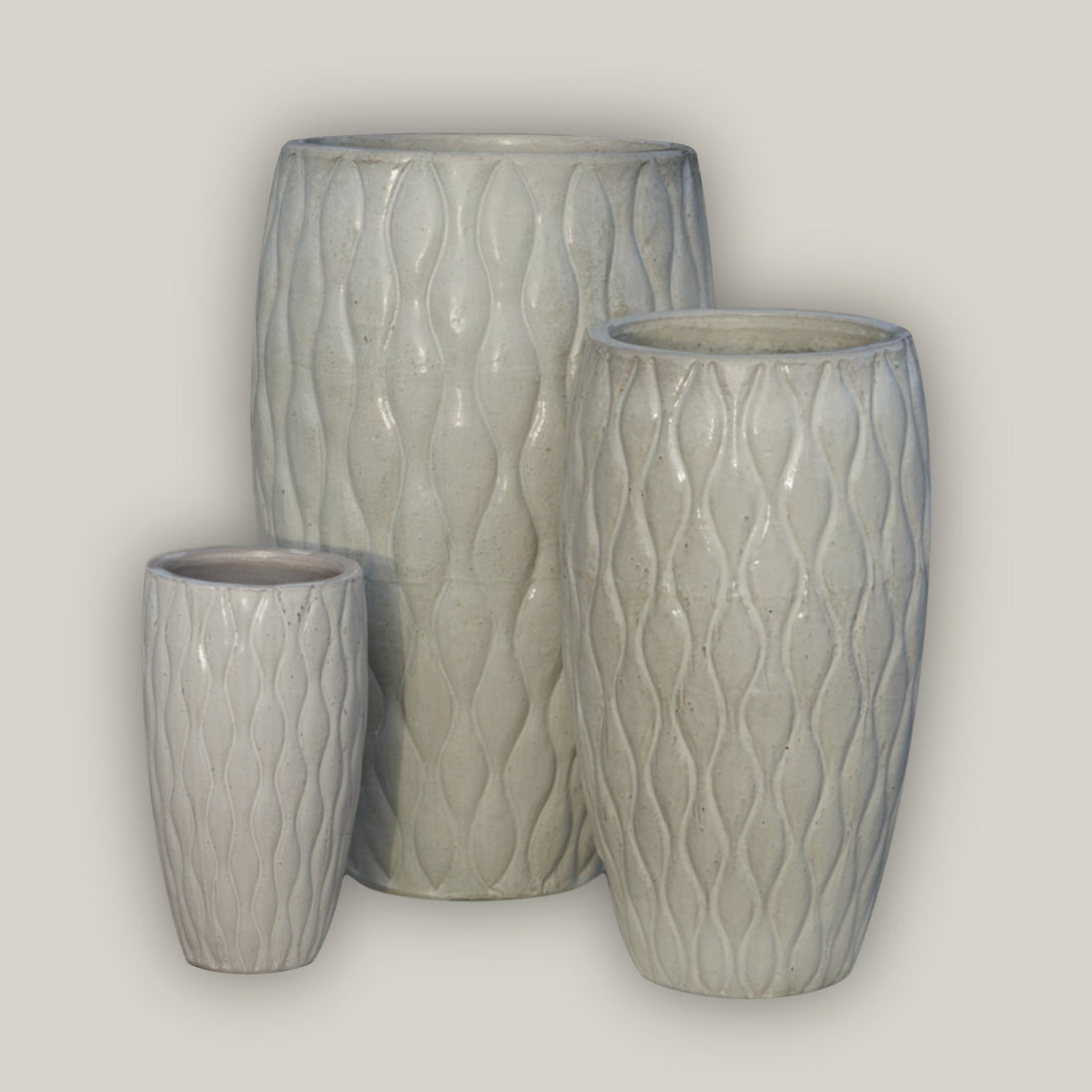 9990C16FS - White Tall Ceramic Seagrass Planter - FREE SHIPPING