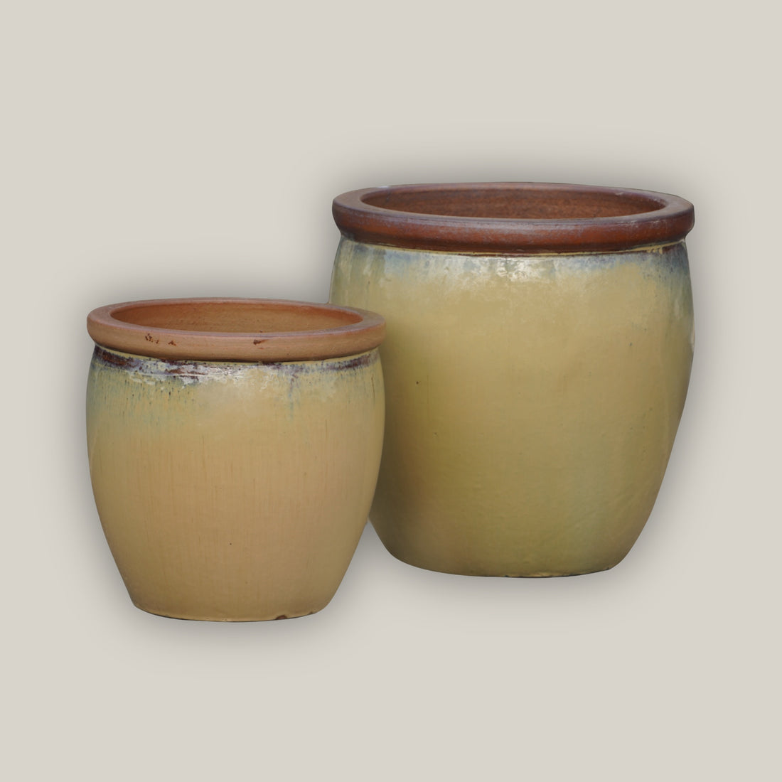 6109H75 - Natural Rim/Honey Yellow Ceramic Bell Pot