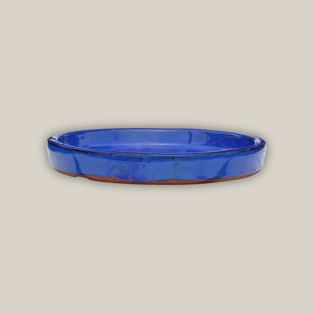 Round | Falling Blue Ceramic Plant Saucer | High Fired Ecofriendly Clay - Sizes 8"-19.5" - Free Shipping