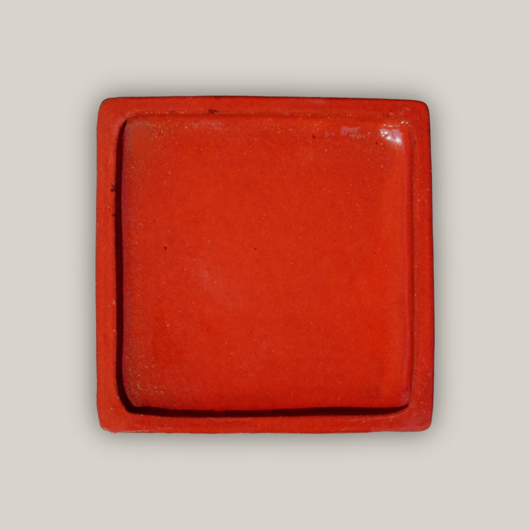 Square | Tropical Red Ceramic Plant Saucer | High Fired Ecofriendly Clay - Sizes 7"-15" - Free Shipping