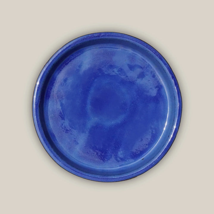 Round | Falling Blue Ceramic Plant Saucer | High Fired Ecofriendly Clay - Sizes 8"-19.5" - Free Shipping