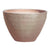 An Iron Clay Giant Cone Ceramic Planter tilted forward to show off its warm blush-pink interior, wrapped in a smooth, earthy clay exterior with subtle rust and taupe undertones.