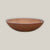 An Iron Clay Rustic Style Wide Bowl tilted to reveal its warm terracotta interior, sitting low and wide on natural unglazed clay with a subtly rolled rim.