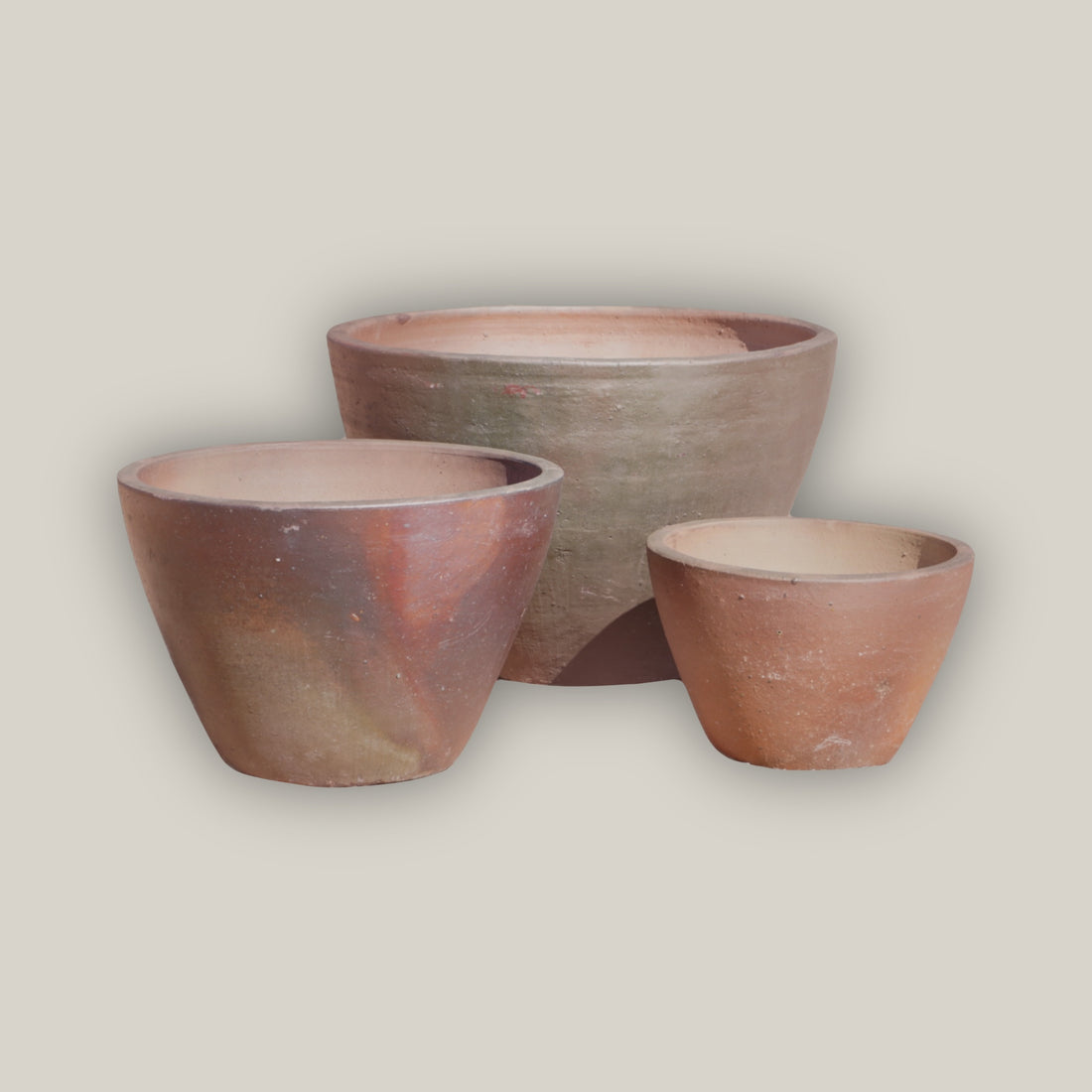 602R14FS - Iron Clay Rustic Low Cone Ceramic Planter - FREE SHIPPING