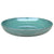 Jade ceramic succulent bowl, slightly angled from above to show its shallow glossy basin, central drainage hole, and dark-edged rim.