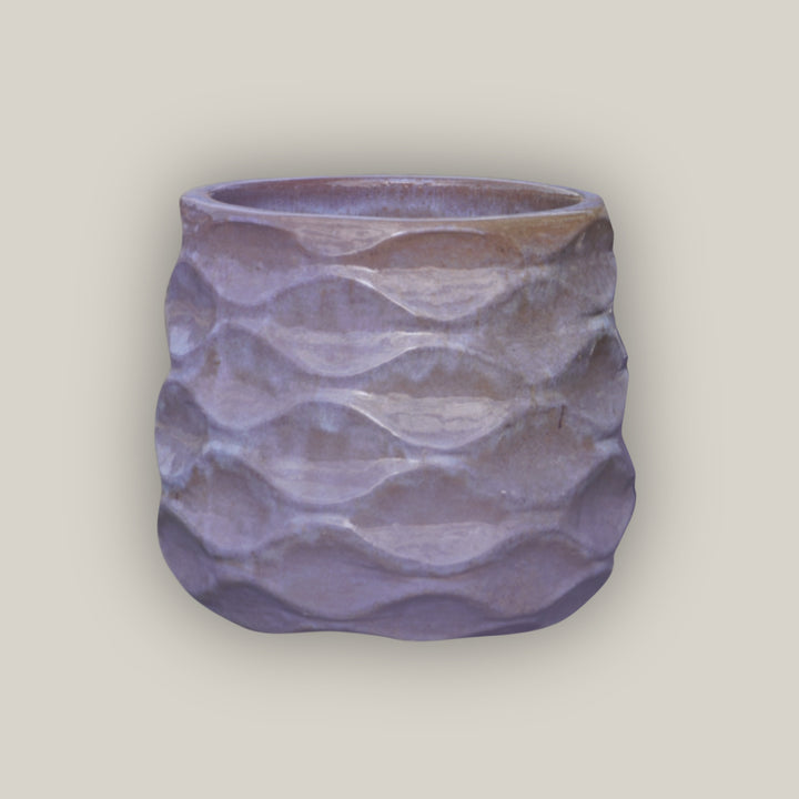 Lavender Modern Wave Round Ceramic Planters
