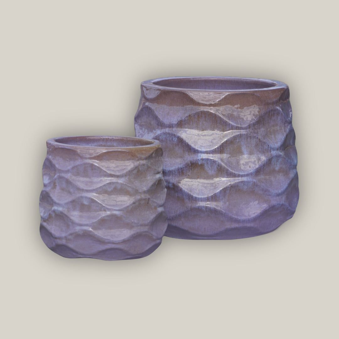 Lavender Modern Wave Round Ceramic Planters