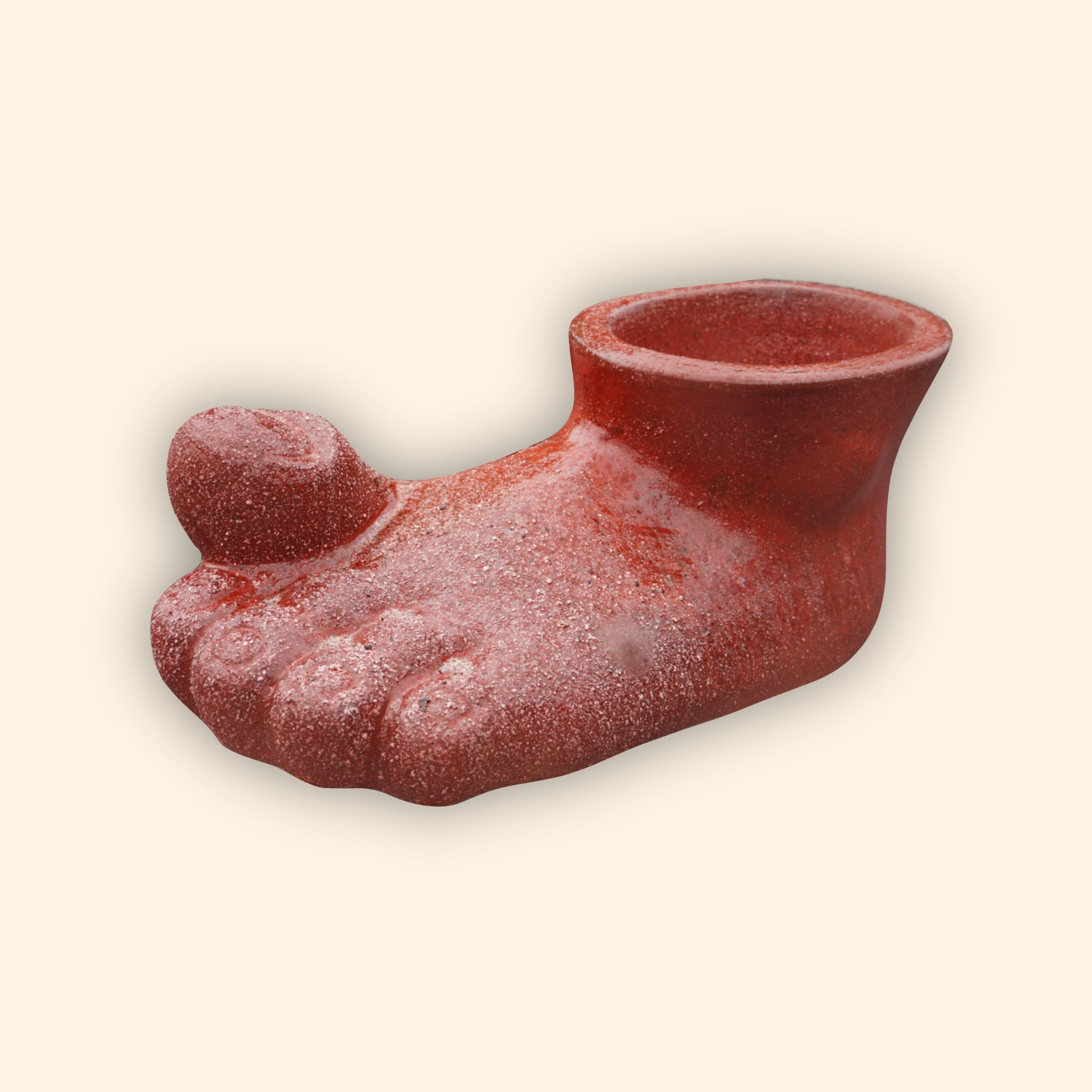 9536LP12 - Chili Red Left Foot Ceramic Planter