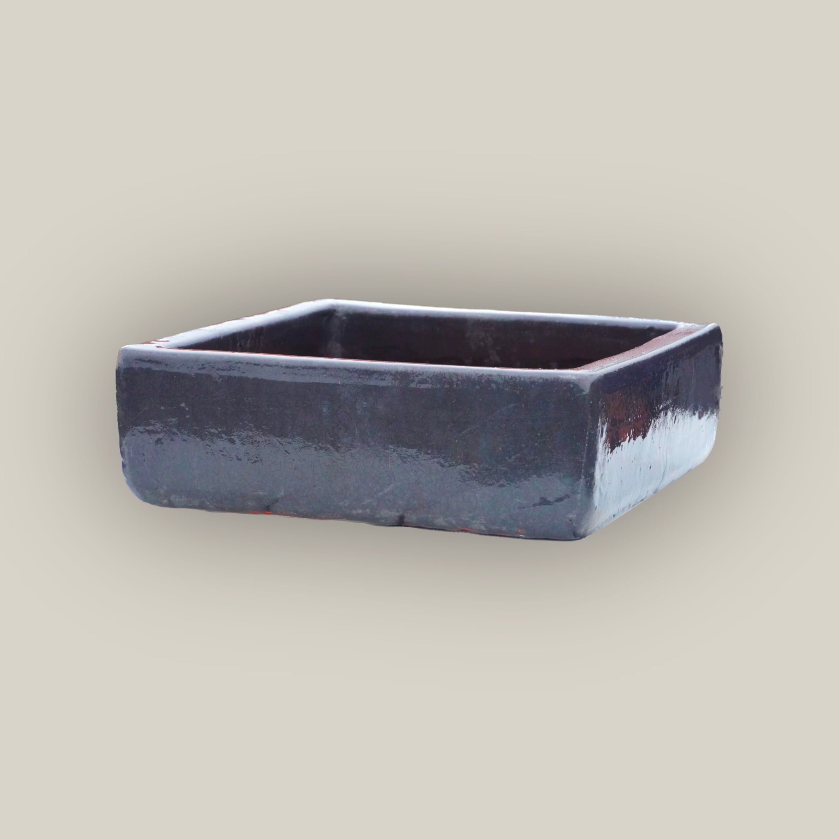 9788C8 - Matte Black Low Square Ceramic Planter