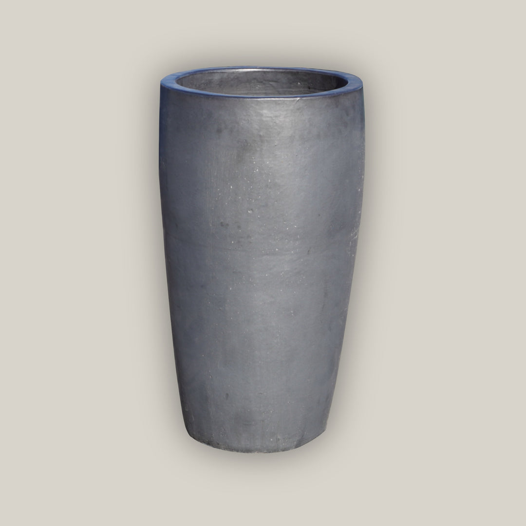 Matte Black Slim Round Ceramic Planter