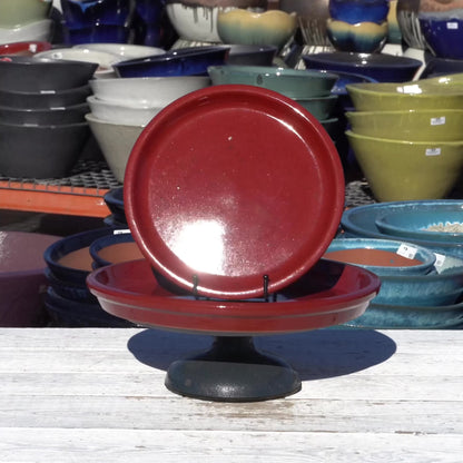 Chili Red Round Ceramic Saucer - Lion - Ten Thousand Pots - video