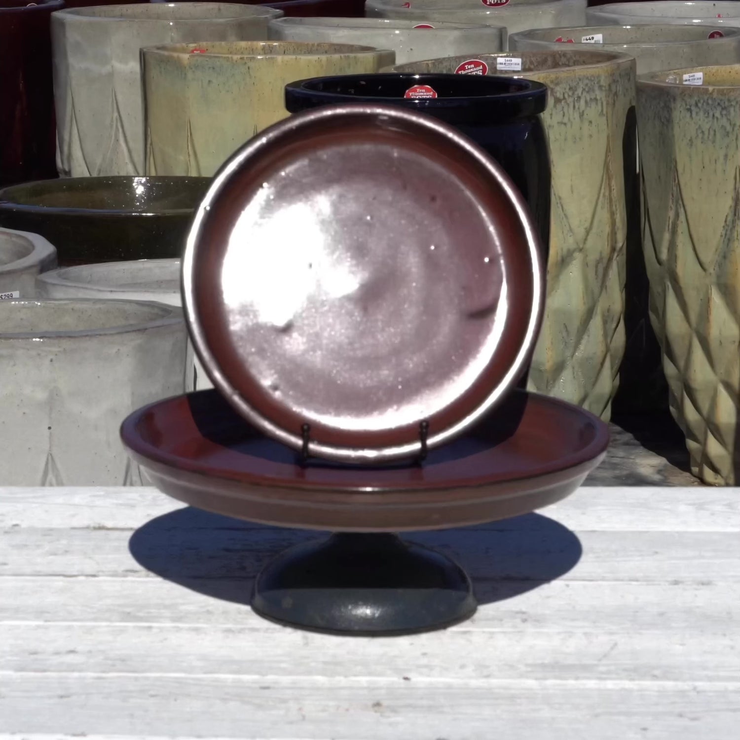 Copper Red Round Ceramic Saucer - Ten Thousand Pots - video