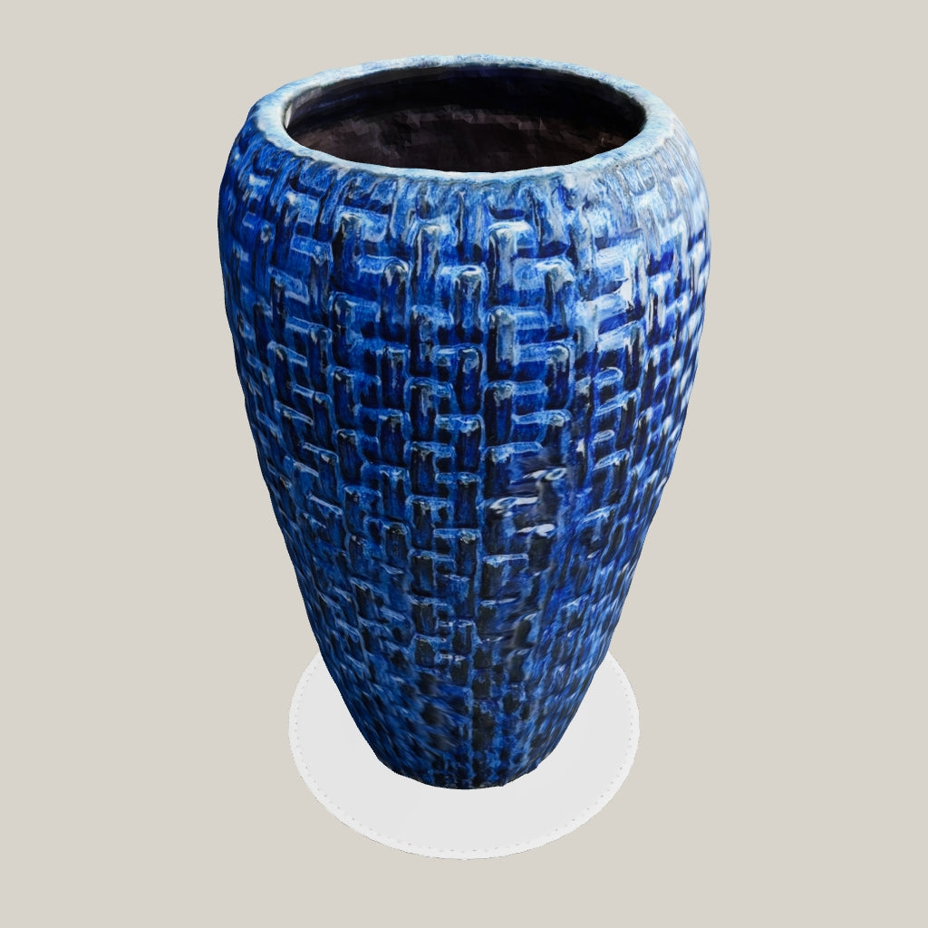 9700C1FS - Cobalt Blue Ceramic Tall Woven Planter - FREE SHIPPING