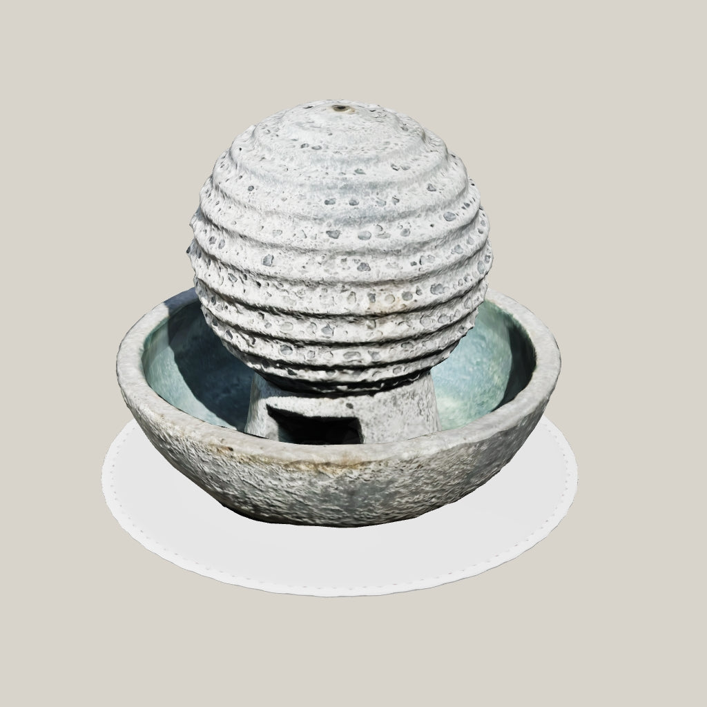 772WFR1FS - Antique Aqua Rustic Ridged Orb Fountain - FREE SHIPPING