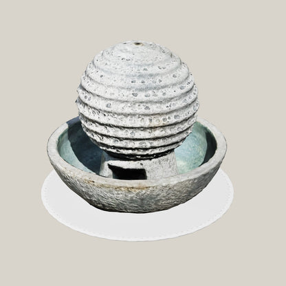 772WFR1FS - Antique Aqua Rustic Ridged Orb Fountain - FREE SHIPPING