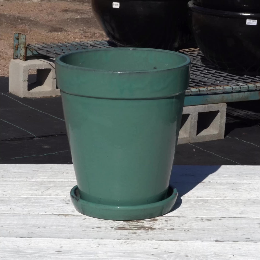 Copper Chun Round Ceramic Planter with Saucer