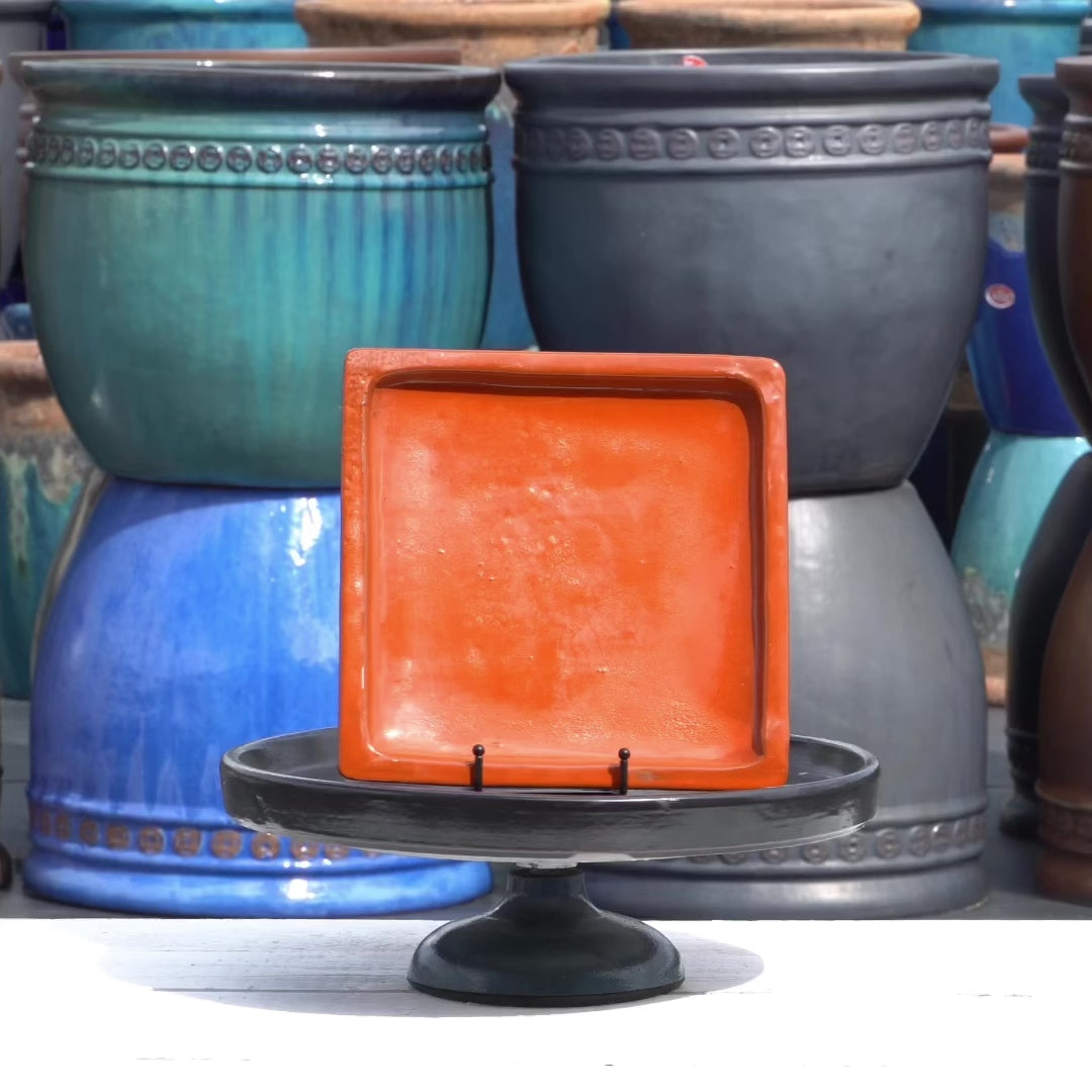 Tropical Orange Square Planter Saucer - Ten Thousand Pots - video