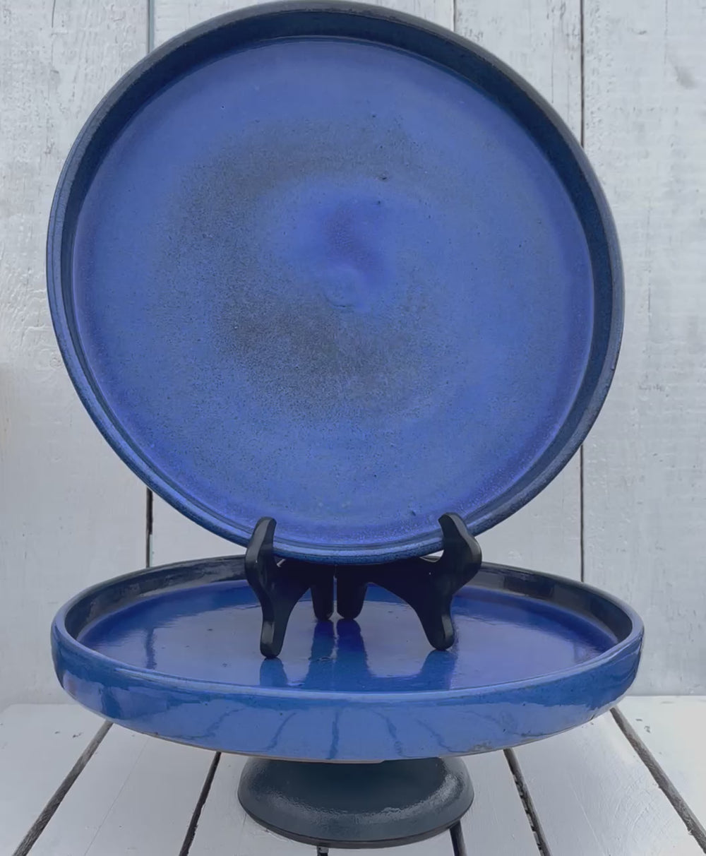 Blue Round Saucer, High Fired Ceramic Plant Tray, Can Be Used As A Floor Protector - Ten Thousand Pots video