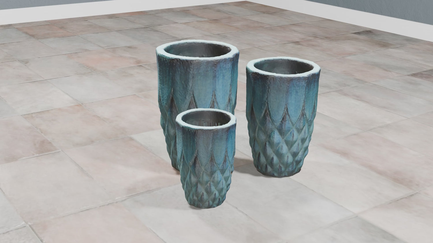 9995C3FS - Aqua Pineapple Round Ceramic Planter - FREE SHIPPING