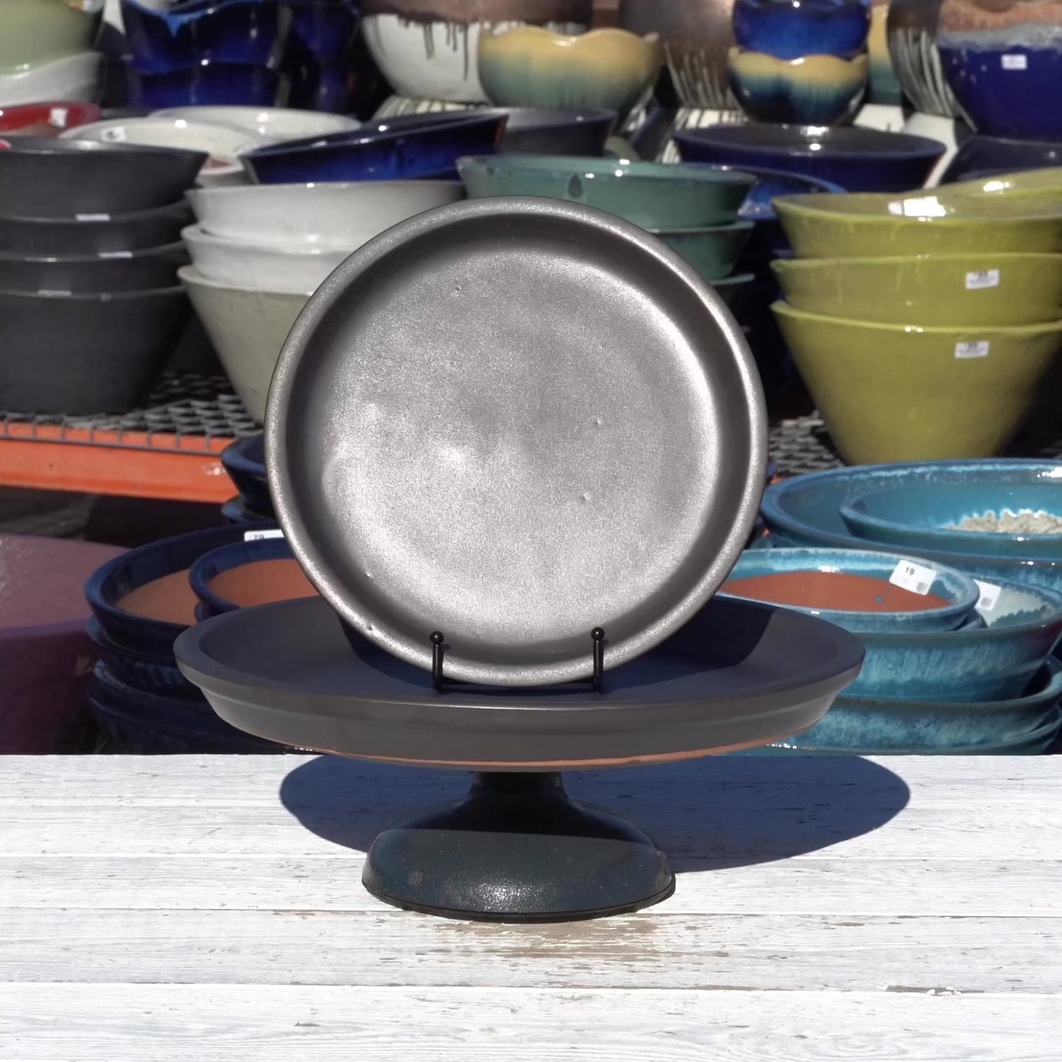 Matte Black Round Ceramic Saucer - Lion - Ten Thousand Pots - video