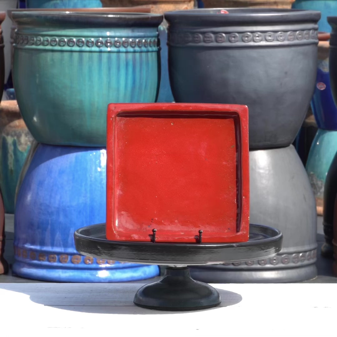 Bright Red Square Planter Saucer - Ten Thousand Pots - video